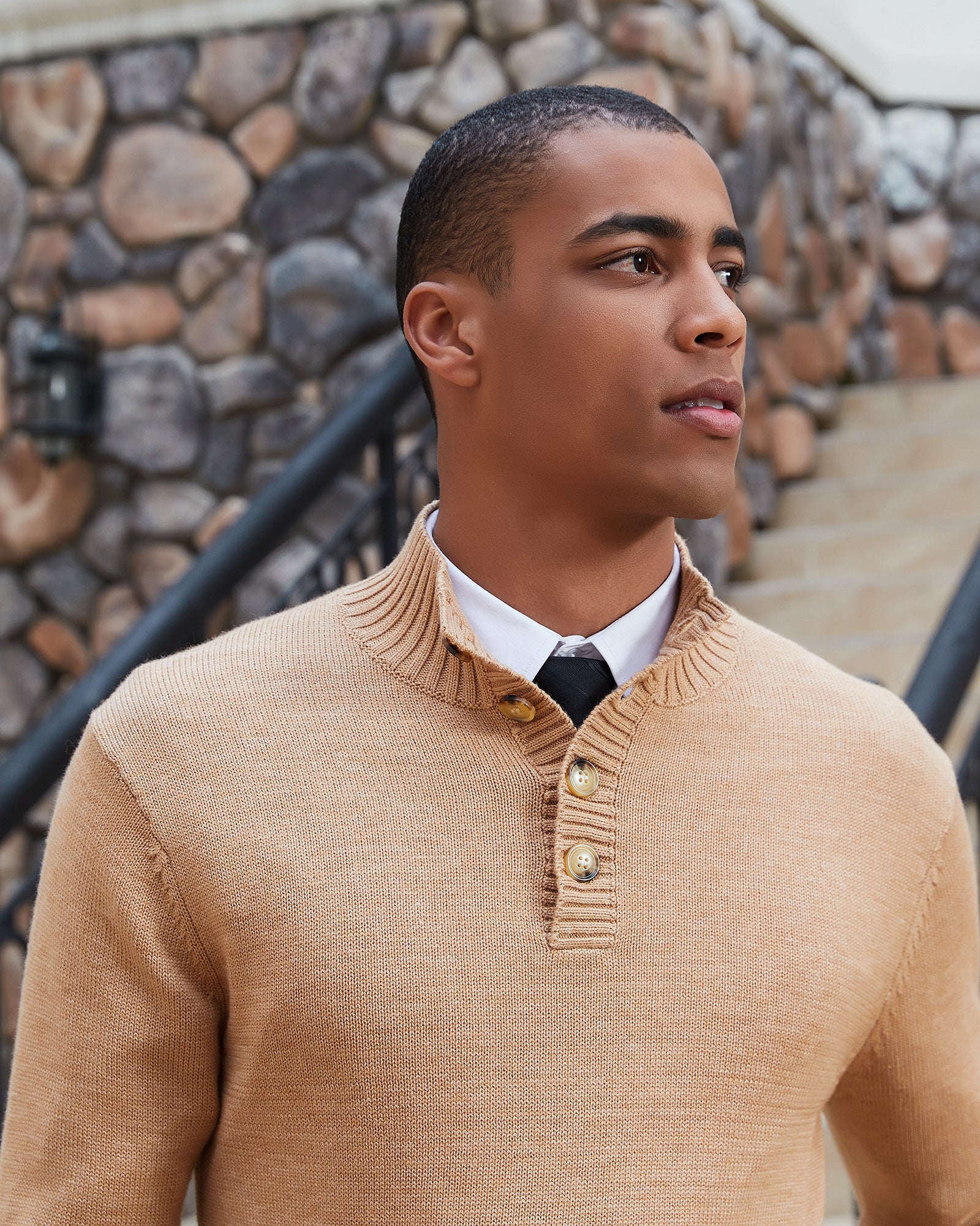 Kallspin Wool Blend Quarter-Button Pullover - Premium Men's Clothing