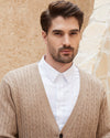 Wool Blend Cable-Knit Cardigan