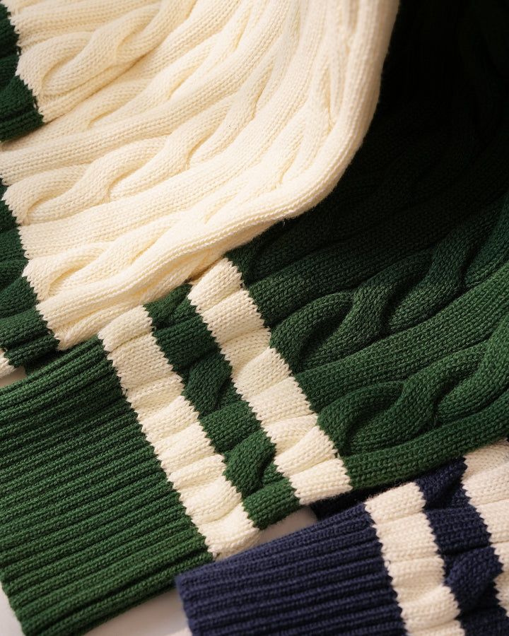 Cotton Retro Cable-Knit Pullover