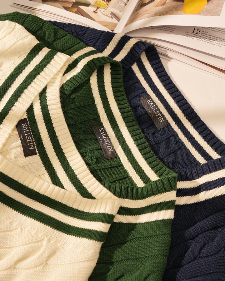 Cotton Retro Cable-Knit Pullover