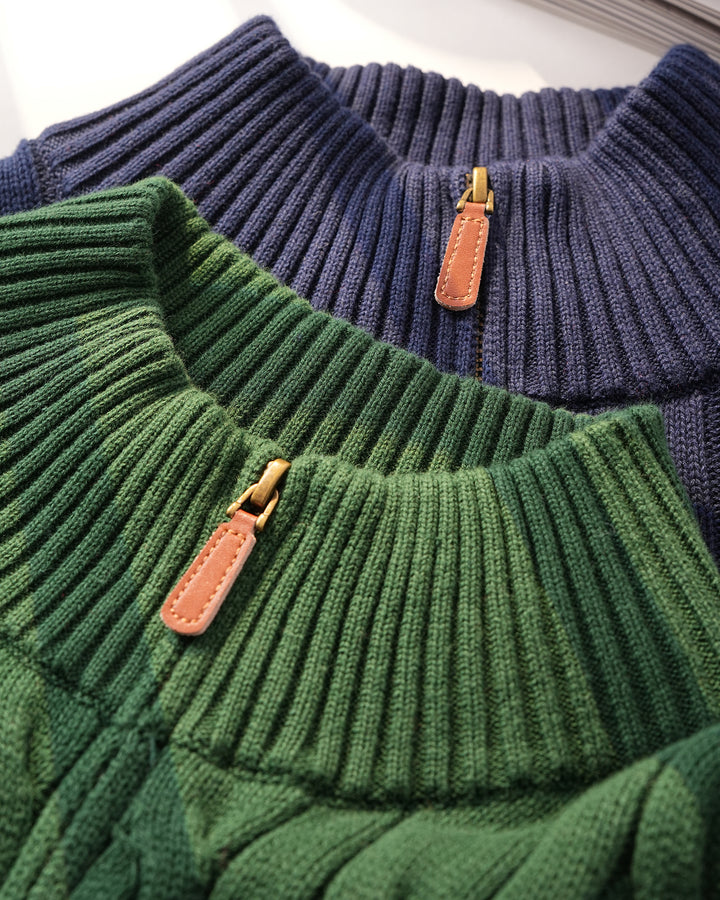 Cotton Quarter-Zip Cable-Knit Pullover