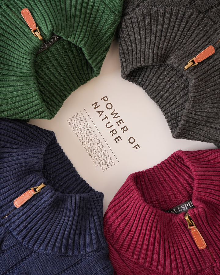 Cotton Quarter-Zip Cable-Knit Pullover