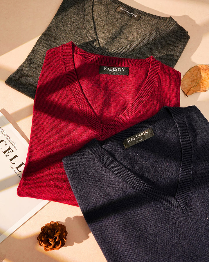 Wool Blend V-Neck Pullover