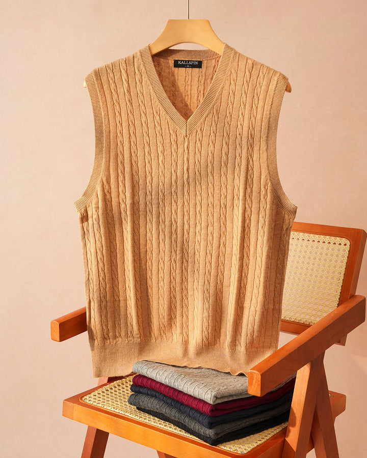 Wool Blend Cable-Knit Sweater Vest