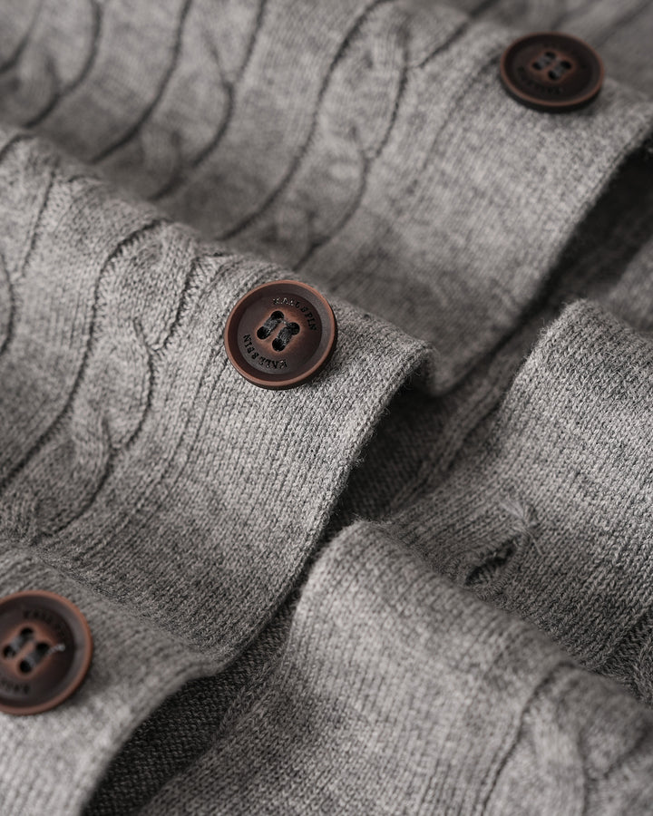 Wool Blend Cable-Knit Cardigan