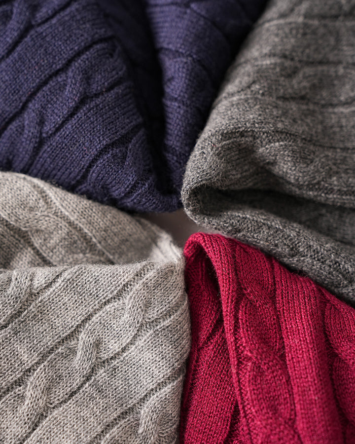 Wool Blend Cable-Knit Cardigan
