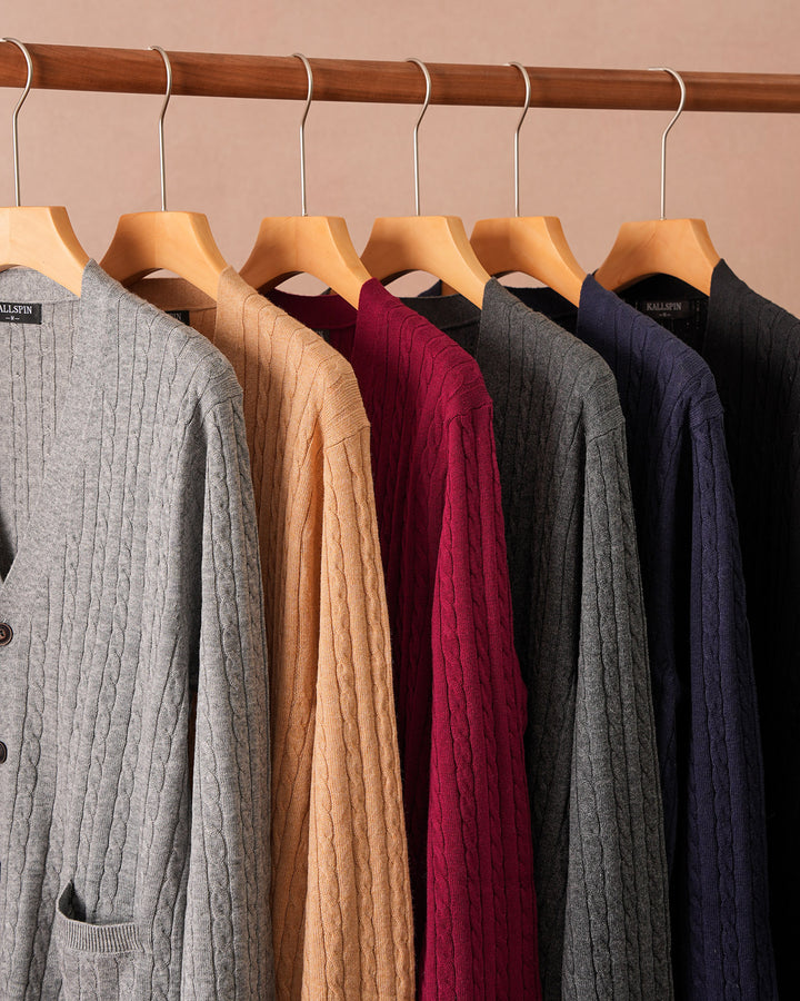 Wool Blend Cable-Knit Cardigan