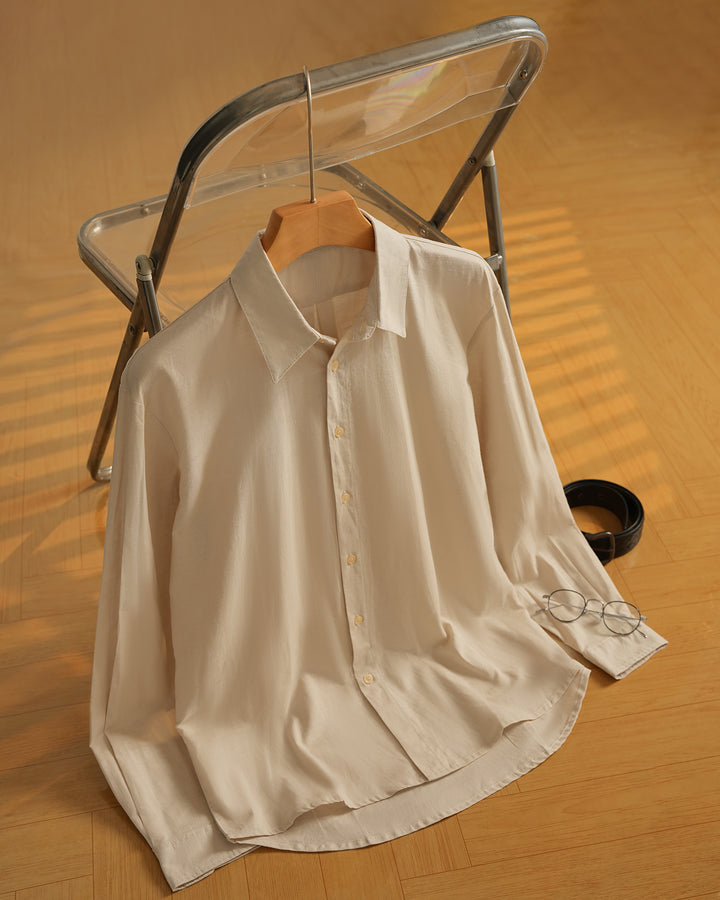 Linen Cotton Blend Long Sleeve Shirt