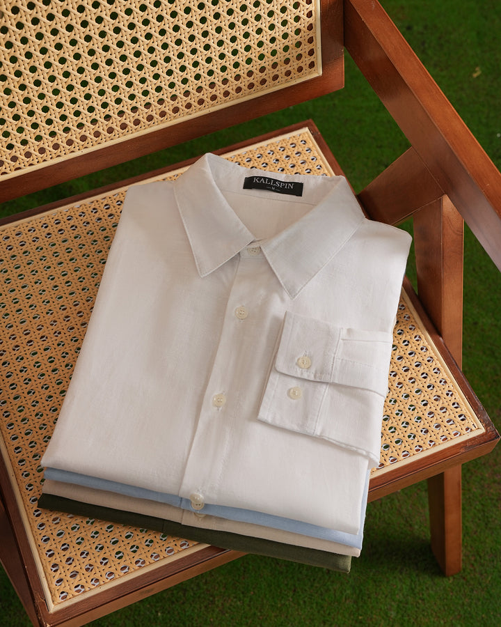 Linen Cotton Blend Long Sleeve Shirt