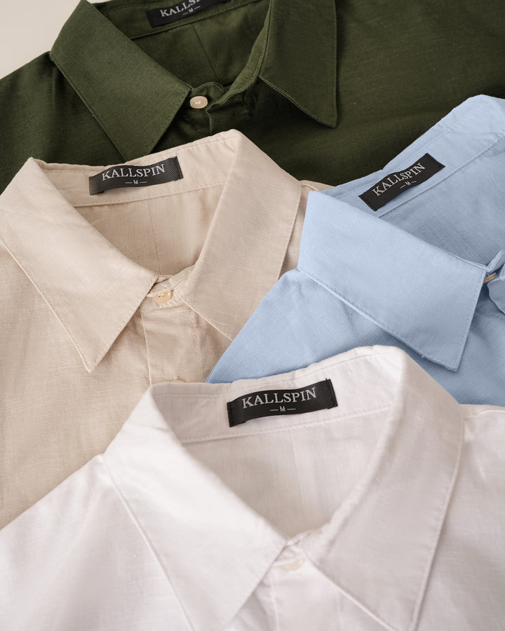 Linen Cotton Blend Long Sleeve Shirt
