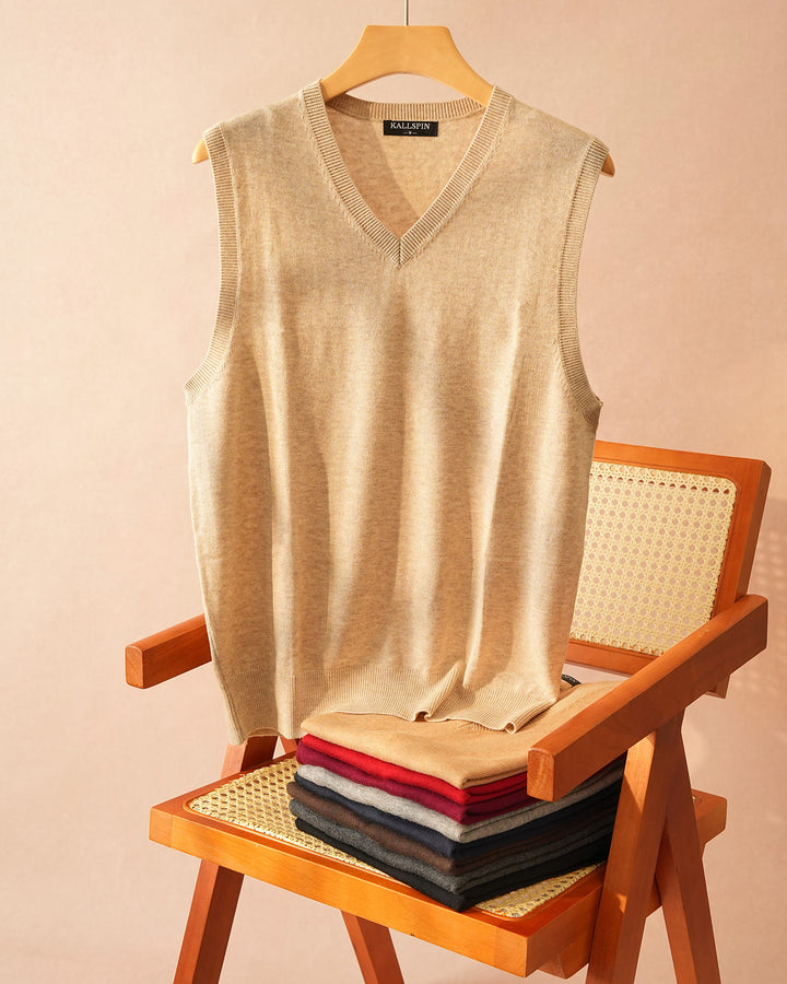 Wool Blend V-Neck Sweater Vest