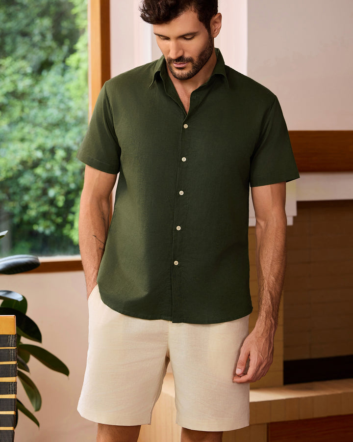 Linen Blend Short Sleeve Shirt
