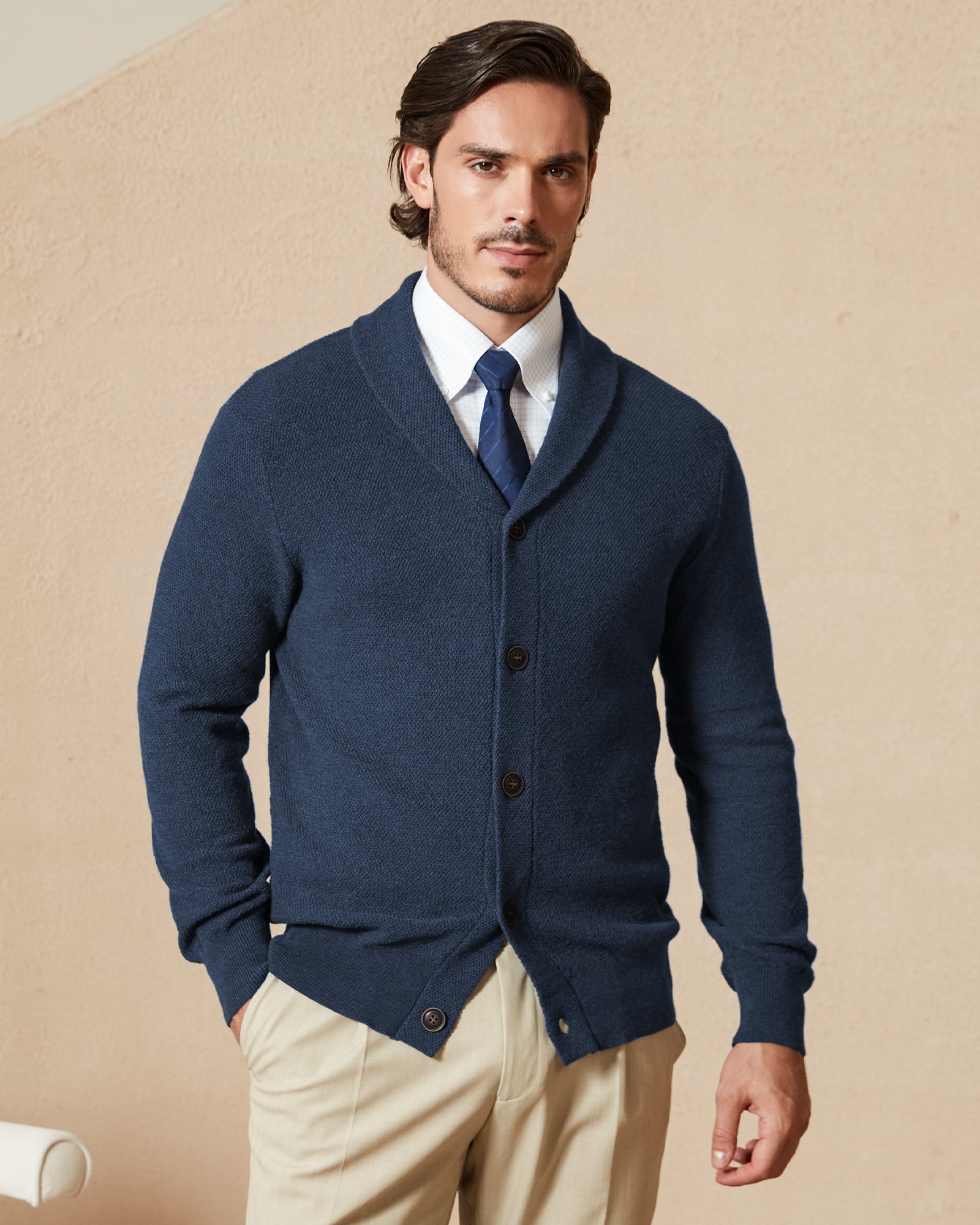 Kallspin Cotton Shawl-Collar Cardigan - Premium Men's Clothing