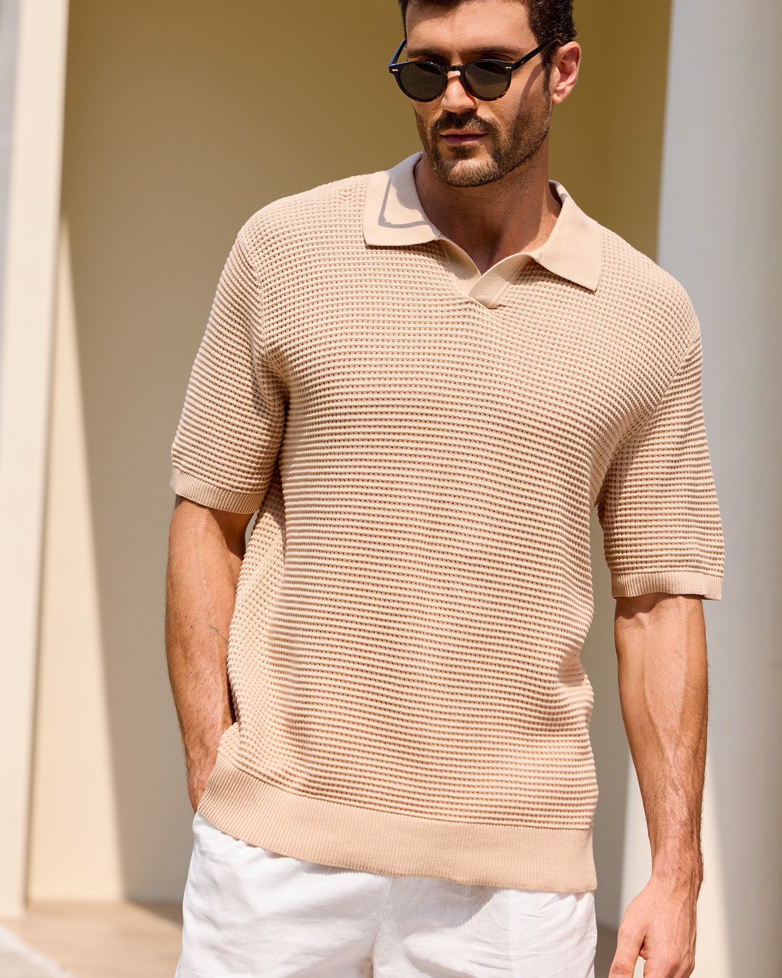 Kallspin Textured Knitted Polo - Premium Men's Clothing