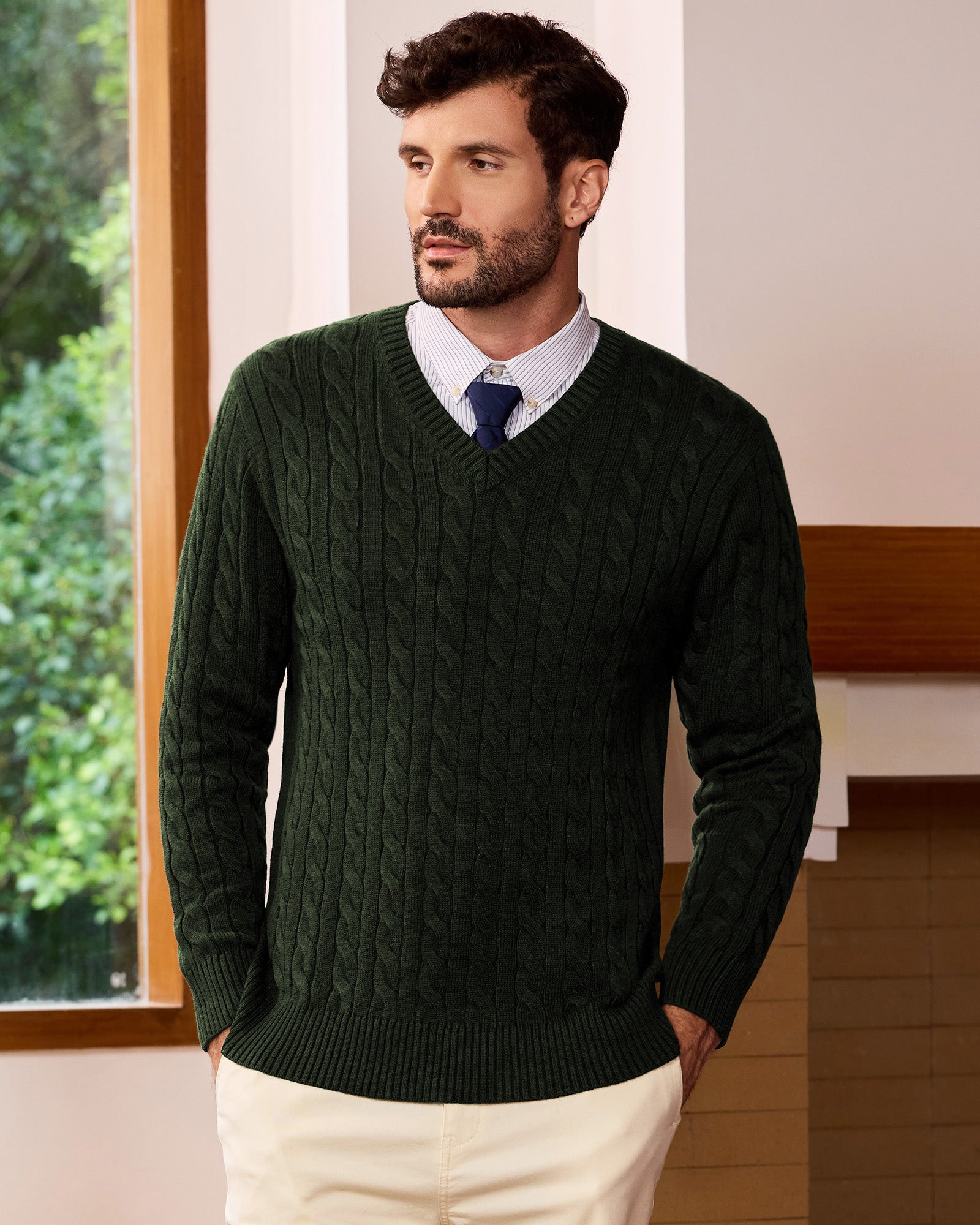 Kallspin Cable-Knit Wool Pullover Sweater - Premium Men's Clothing