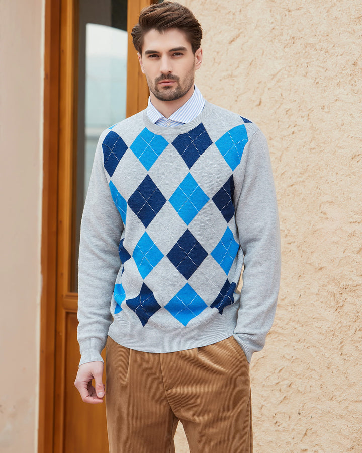 Argyle Wool Crewneck Sweater