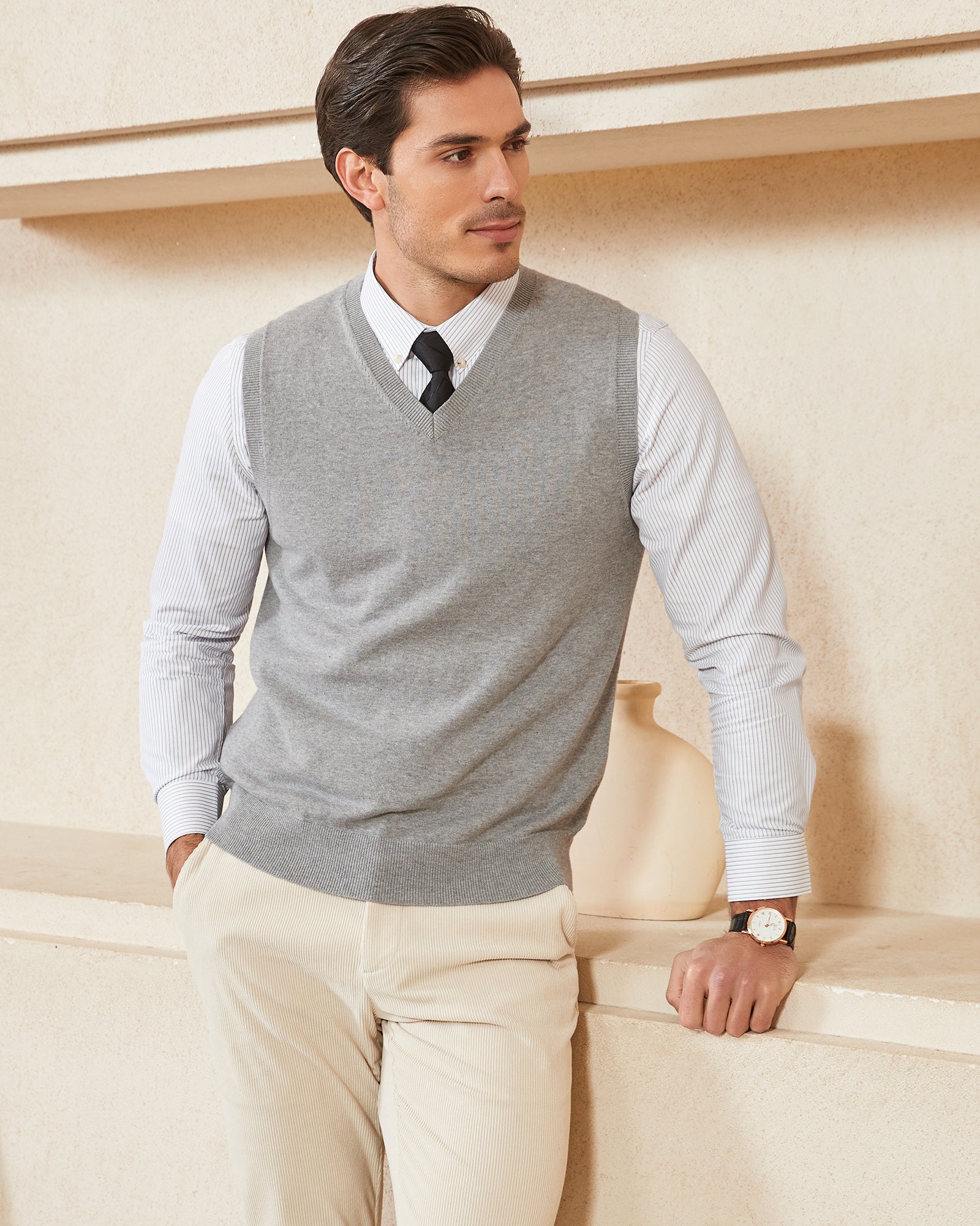 Kallspin Cotton V-neck Vest - Premium Men's Clothing
