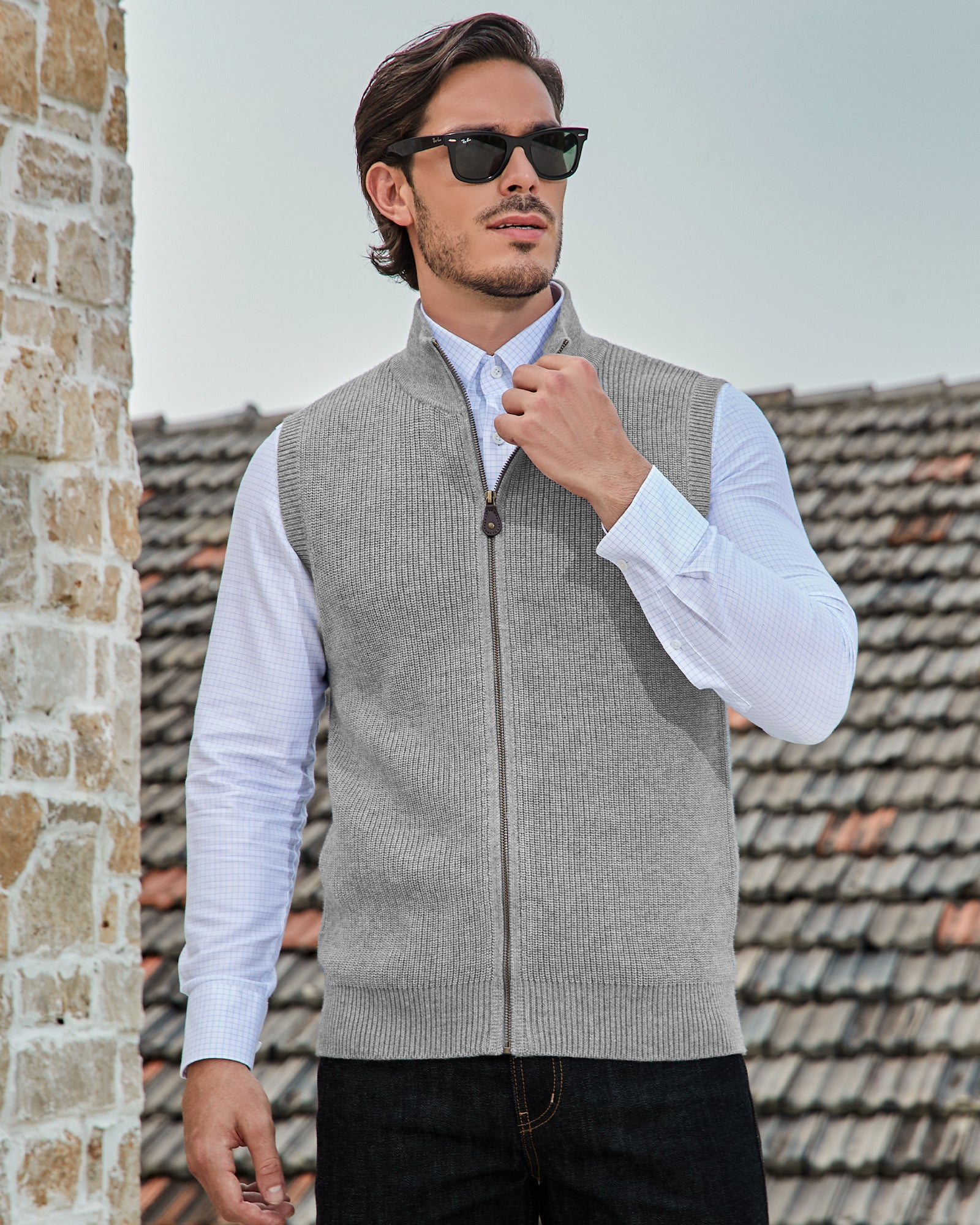 Kallspin Wool Blend Full-zip Vest - Premium Men's Clothing