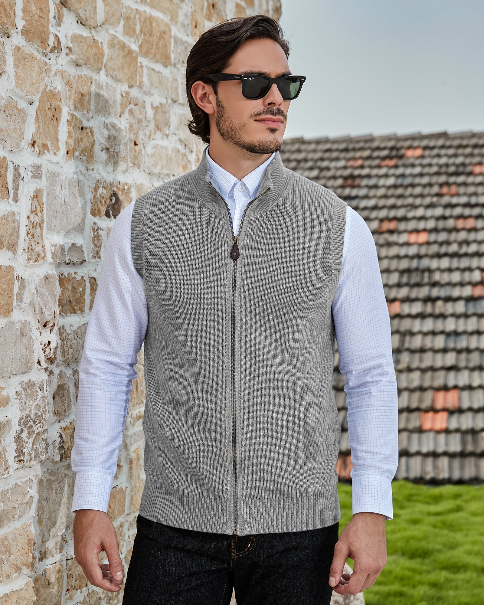 Wool Blend Full-zip Vest