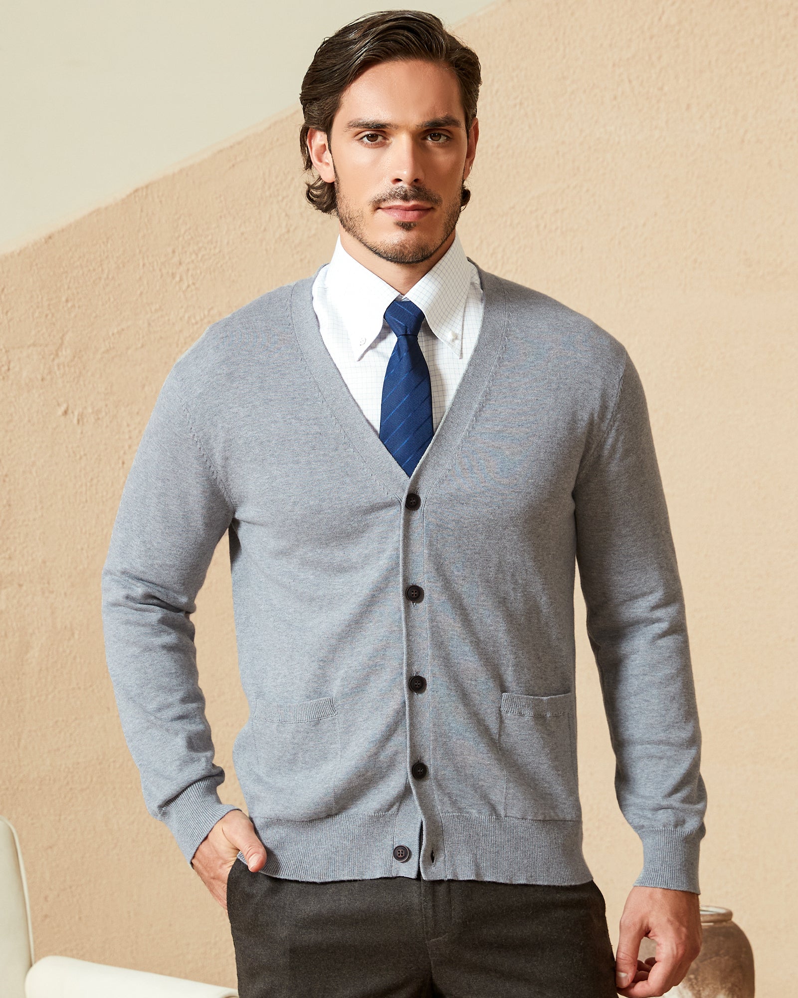 Kallspin Cotton Button Down Cardigan - Premium Men's Clothing