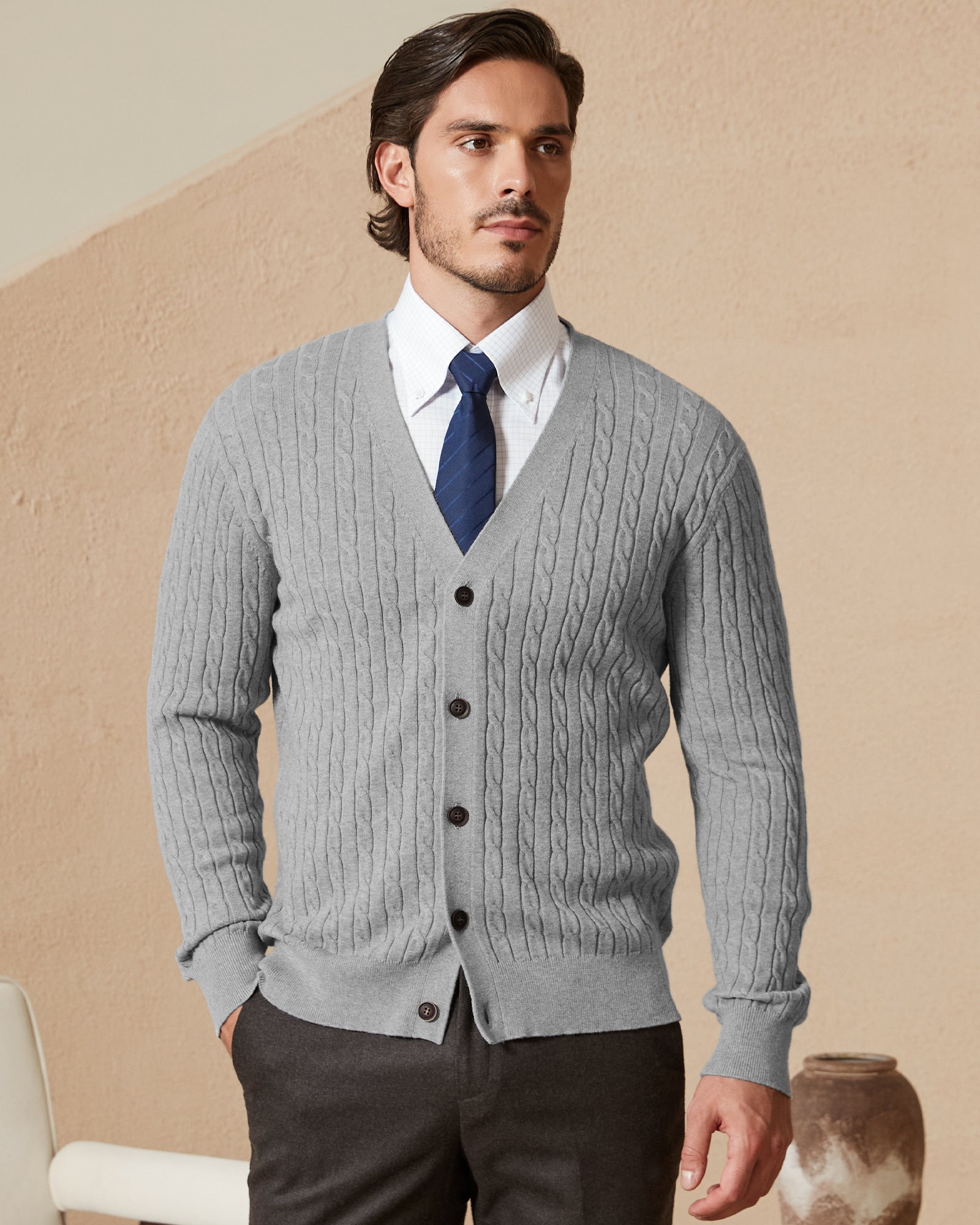 Kallspin Cotton Cable-Knit Cardigan - Premium Men's Clothing