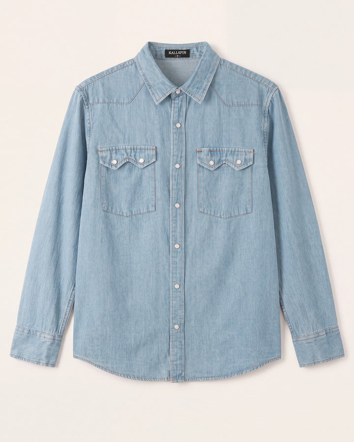 Linen Blend Western Denim Shirt