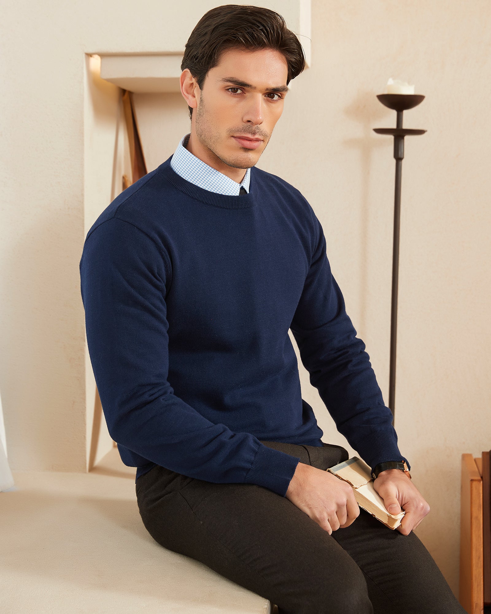 Kallspin Cotton Crewneck Pullover - Premium Men's Clothing