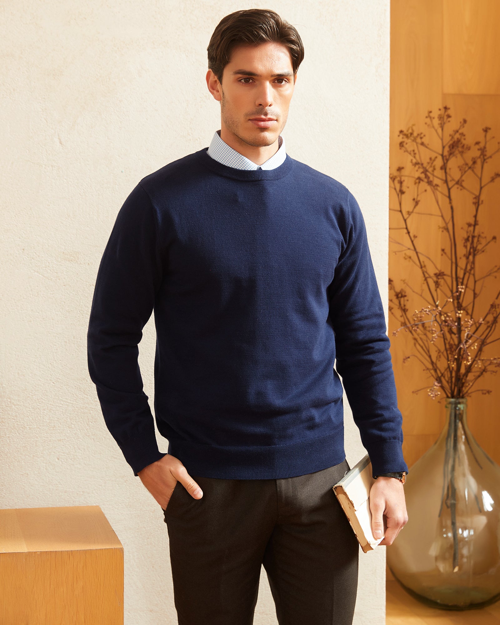 Kallspin Cotton Crewneck Pullover - Premium Men's Clothing
