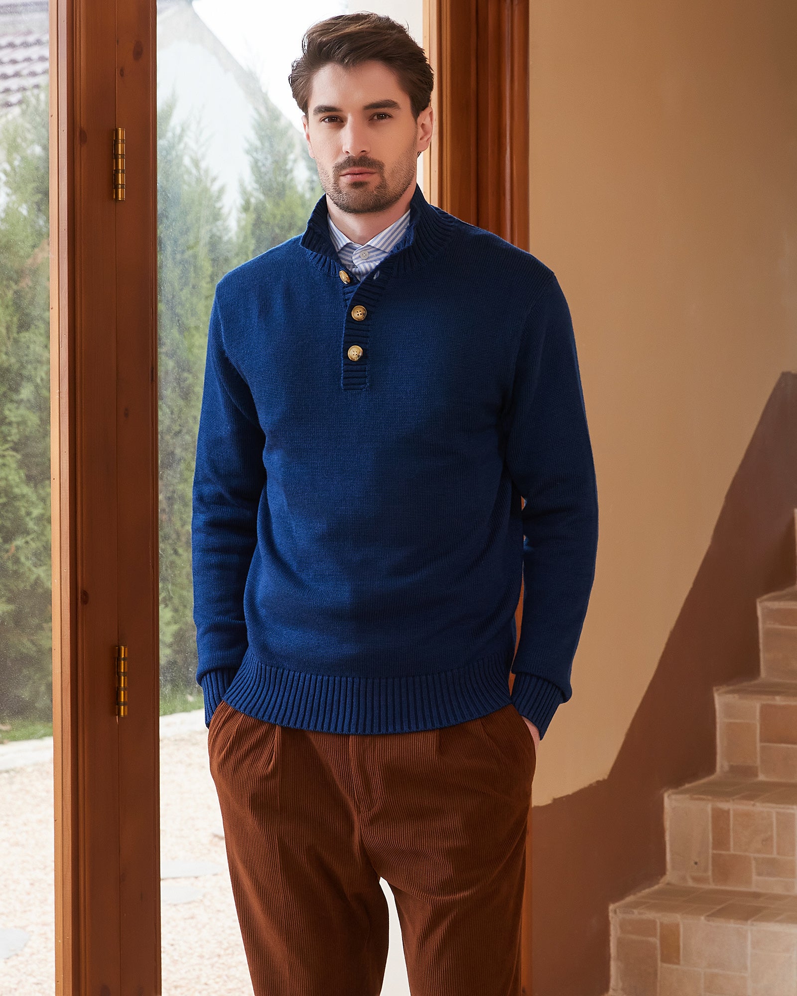 Kallspin Wool Blend Quarter-Button Pullover - Premium Men's Clothing