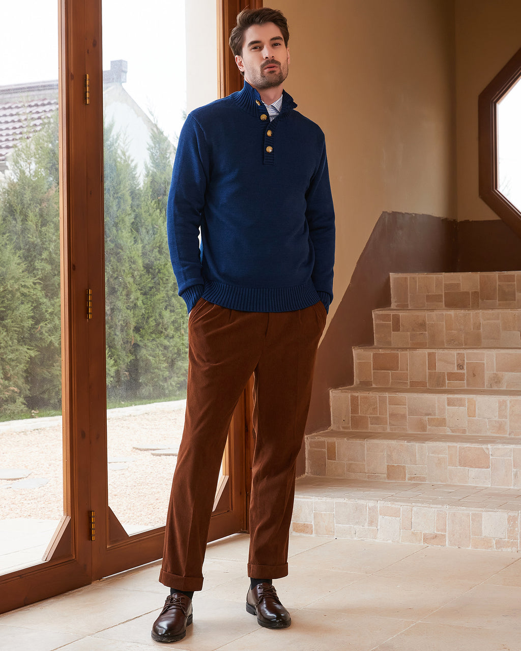 Kallspin Wool Blend Quarter-Button Pullover - Premium Men's Clothing
