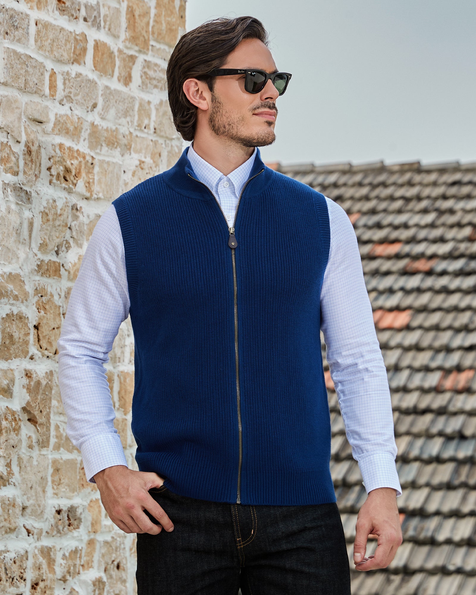 Kallspin Wool Blend Full-zip Vest - Premium Men's Clothing
