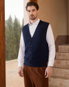 Wool Blend Cable-Knit Cardigan Vest