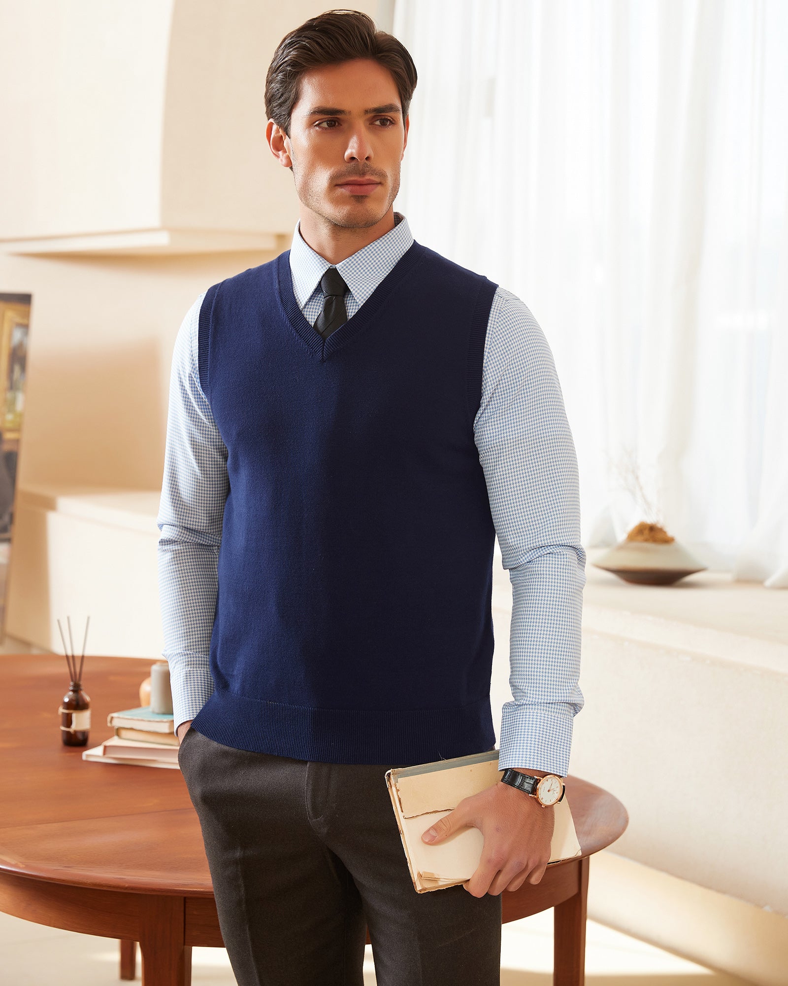 Kallspin Cotton V-neck Vest - Premium Men's Clothing