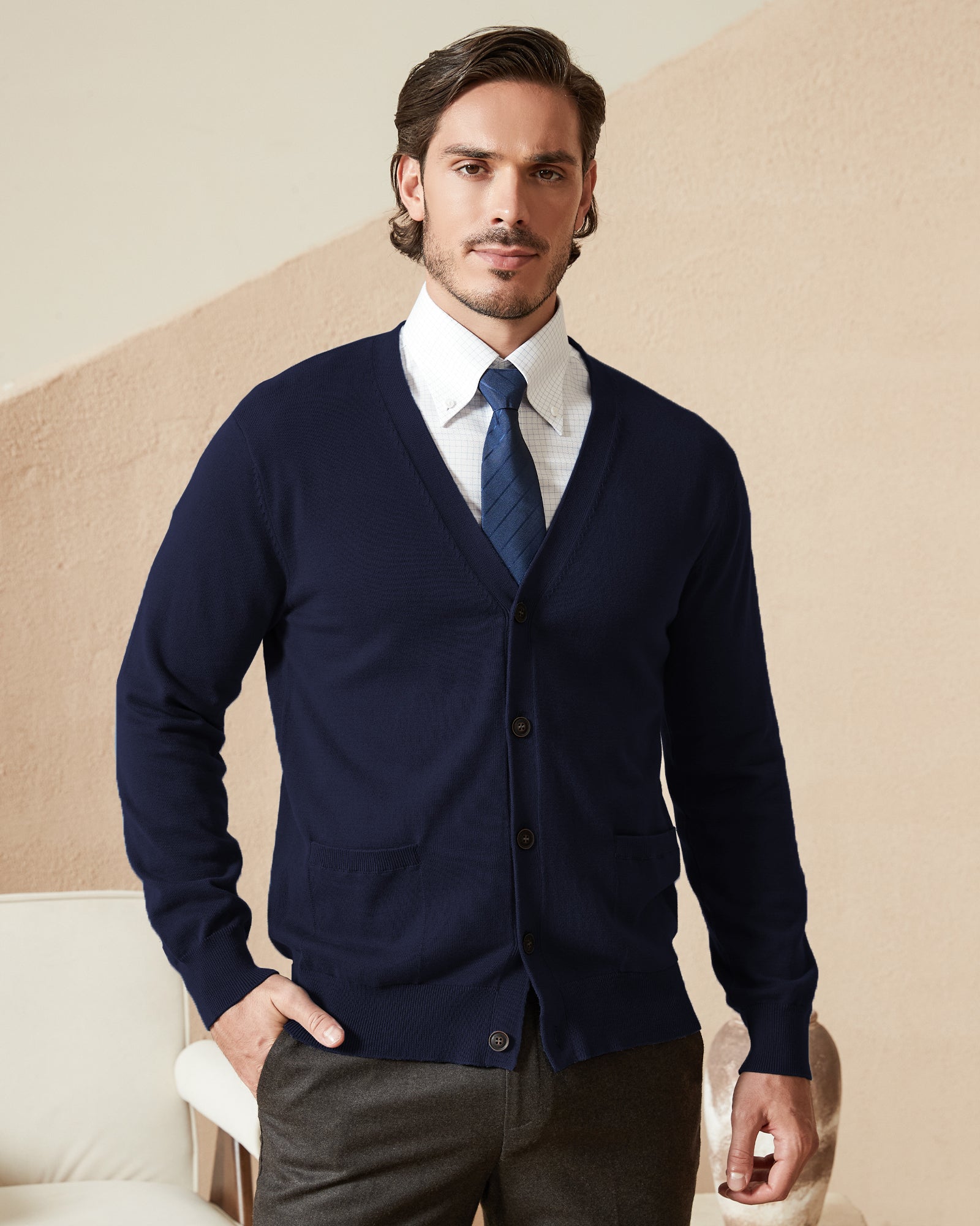 Kallspin Cotton Button Down Cardigan - Premium Men's Clothing