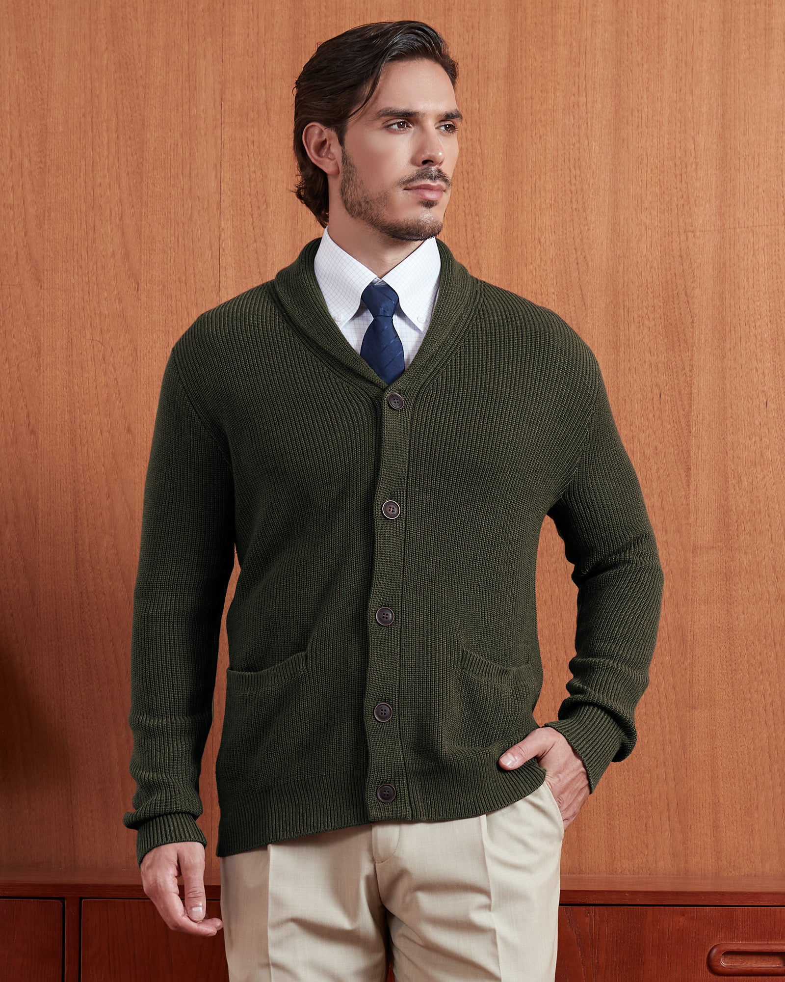 Kallspin Wool Blend Shawl-Collar Cardigan - Premium Men's Clothing