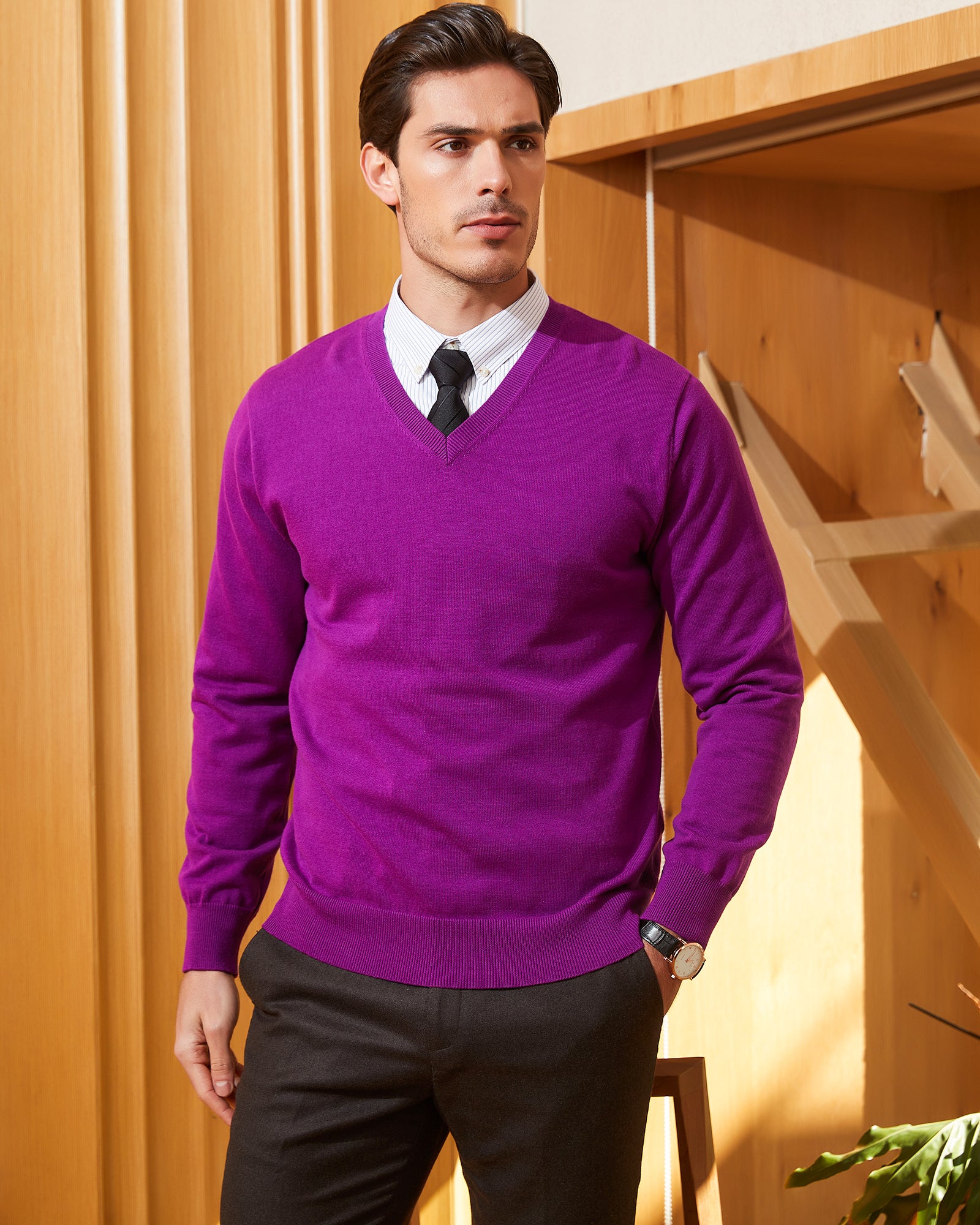 Kallspin Cotton V-neck Pullover - Premium Men's Clothing