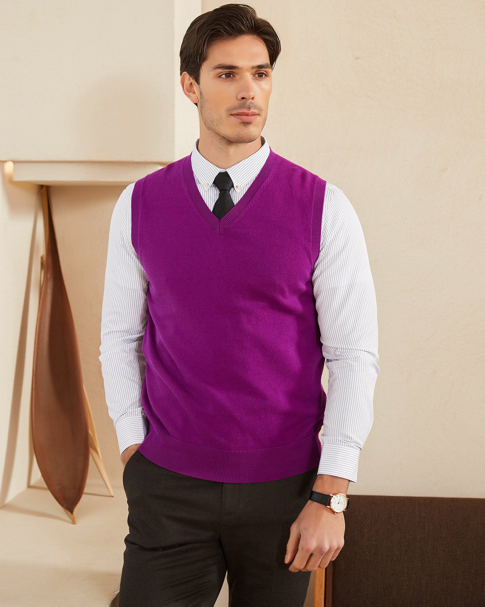 Kallspin Cotton V-neck Vest - Premium Men's Clothing