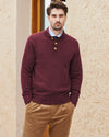 Wool Blend Quarter-Button Pullover