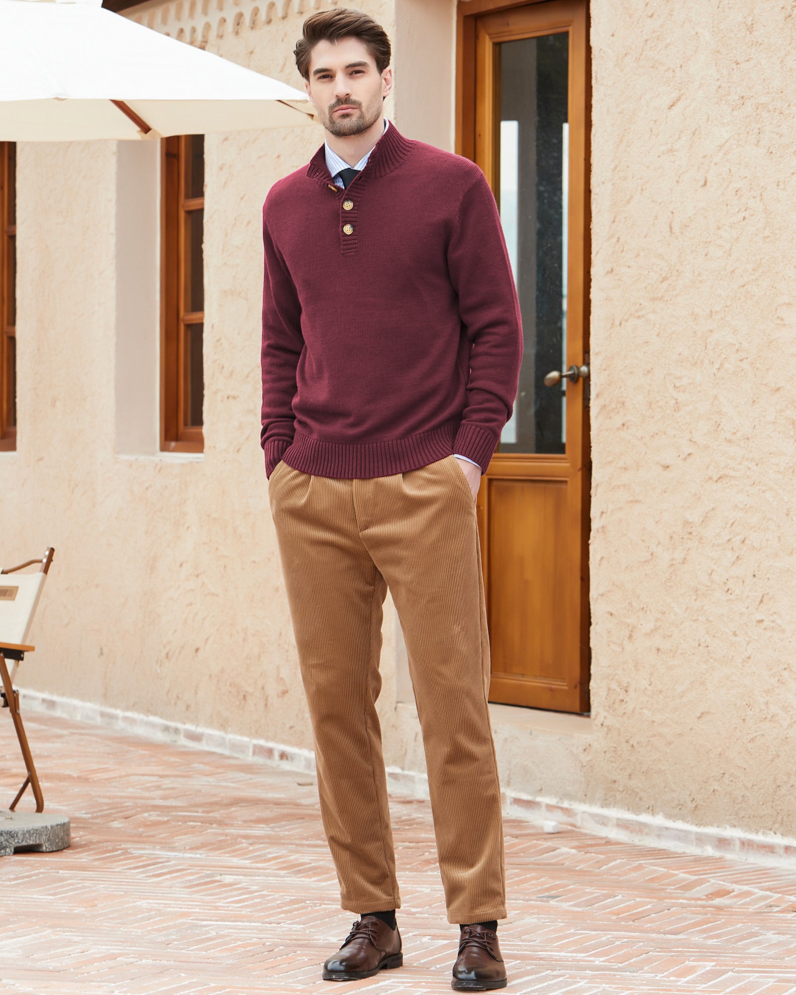 Kallspin Wool Blend Quarter-Button Pullover - Premium Men's Clothing