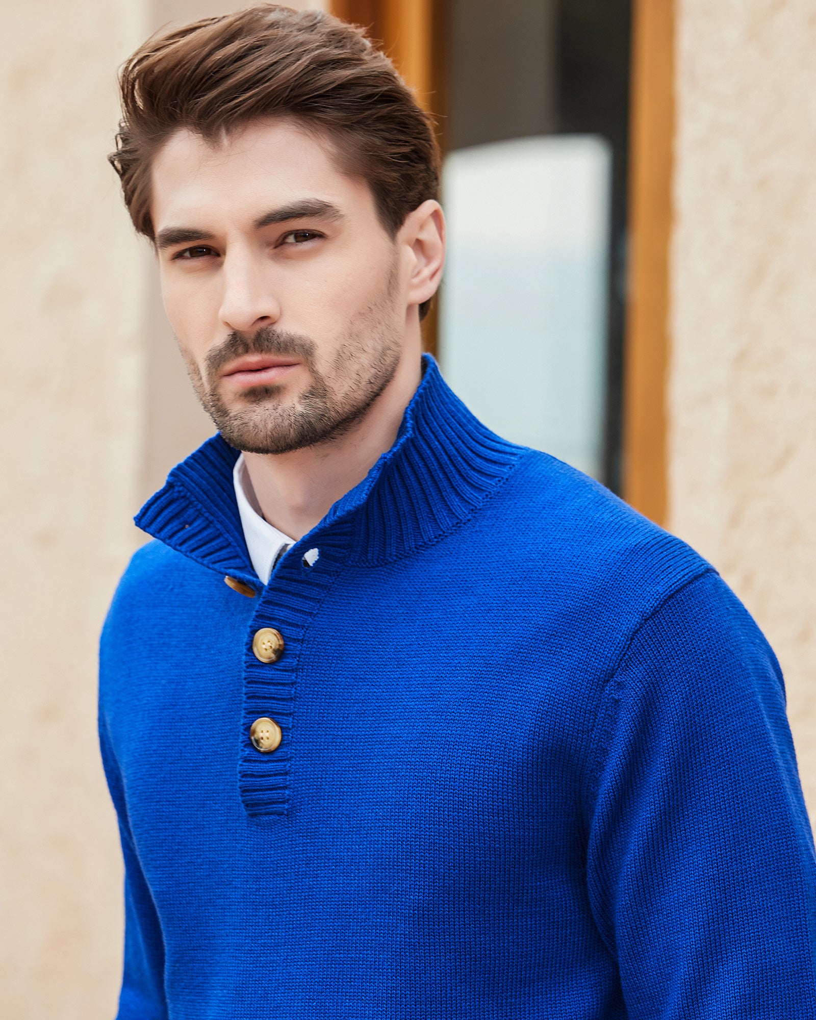 Kallspin Wool Blend Quarter-Button Pullover - Premium Men's Clothing