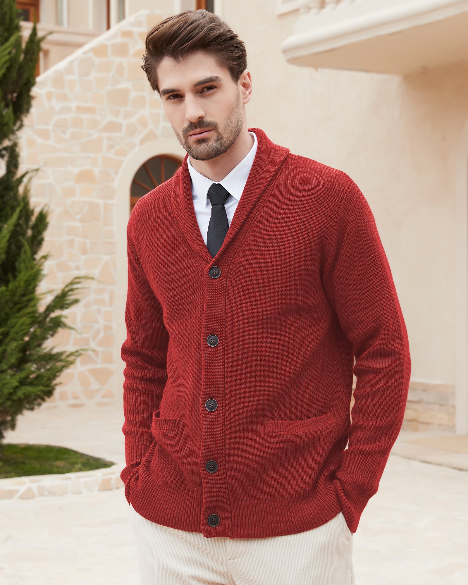 Kallspin Wool Blend Shawl-Collar Cardigan - Premium Men's Clothing