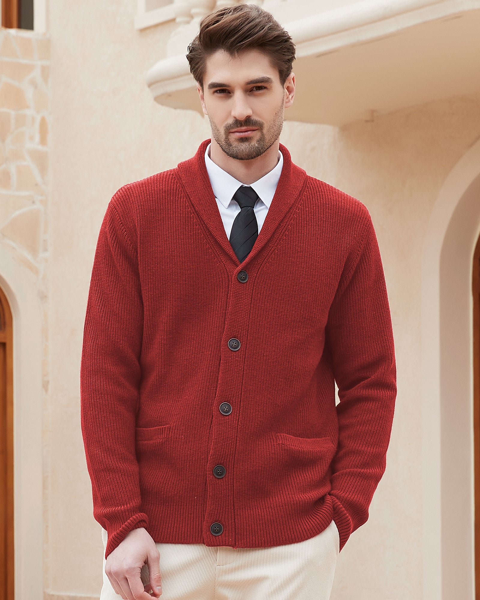 Kallspin Wool Blend Shawl-Collar Cardigan - Premium Men's Clothing