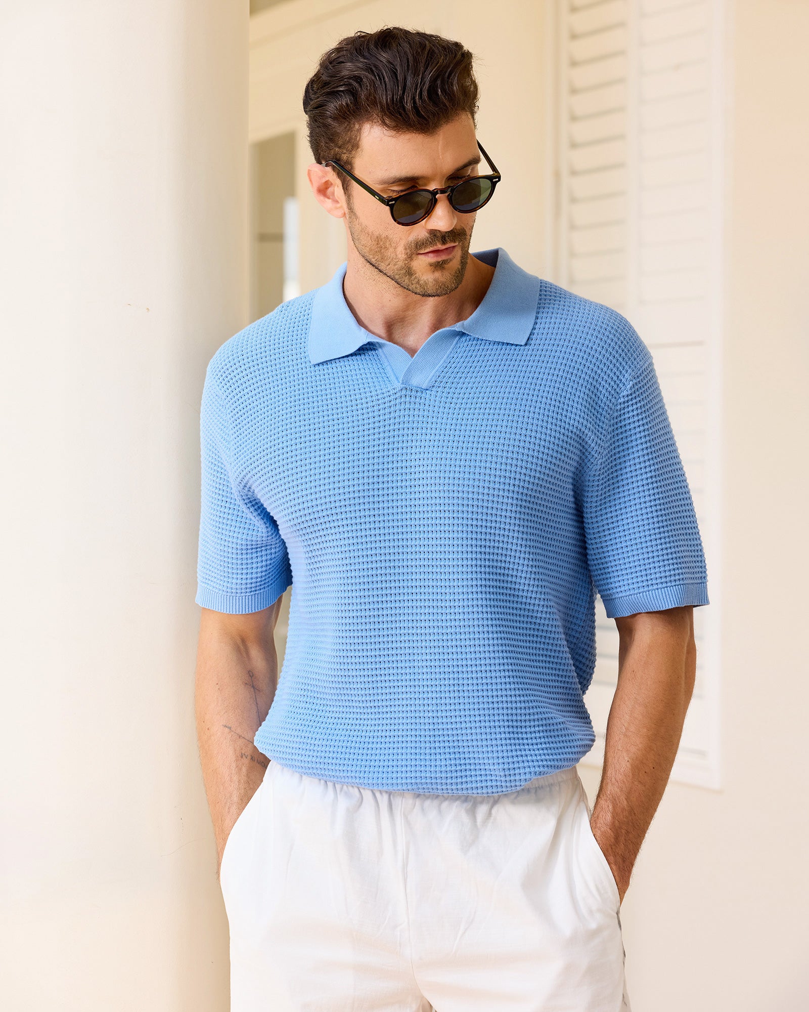 Kallspin Textured Knitted Polo - Premium Men's Clothing
