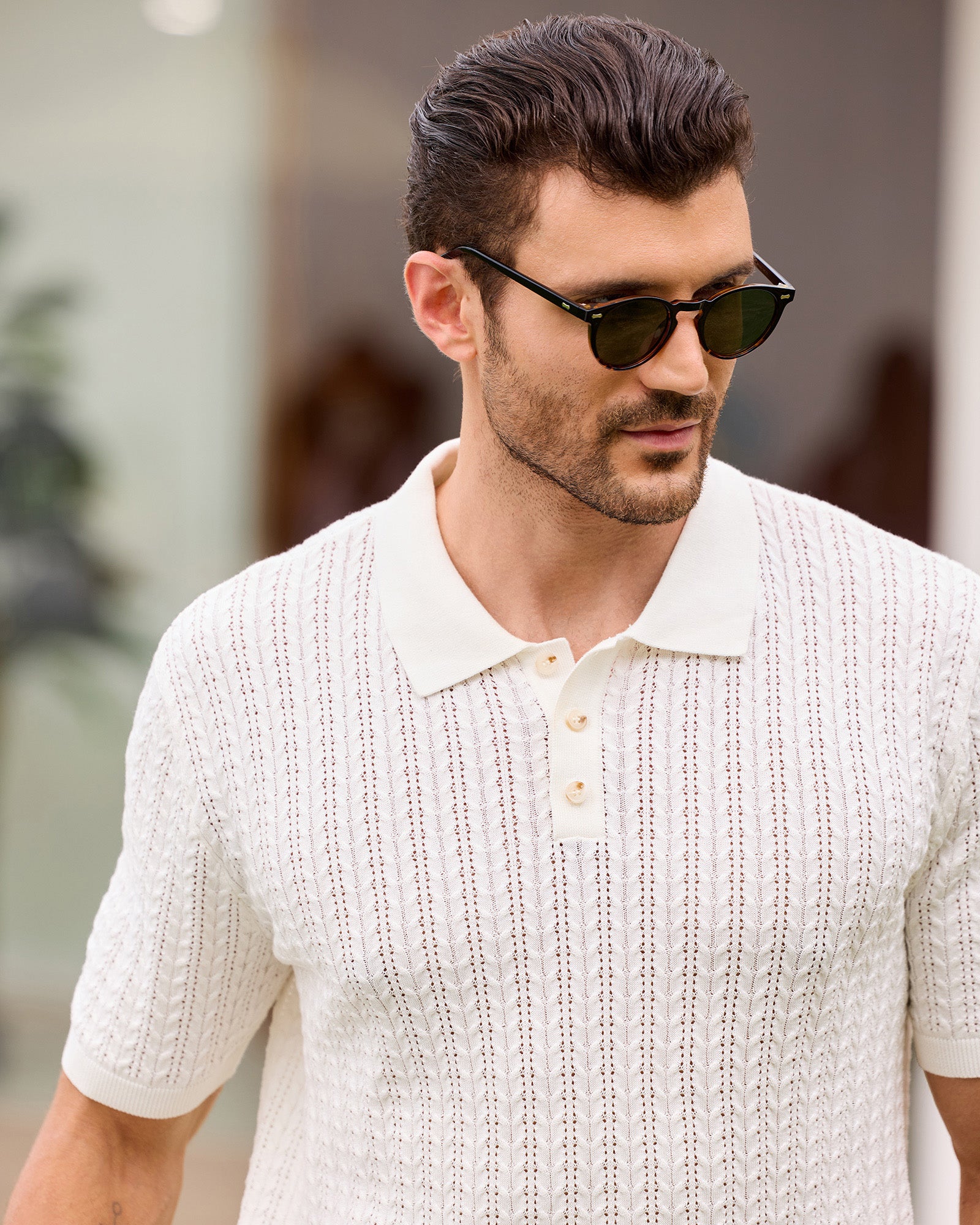 Kallspin Textured Cotton Polo - Premium Men's Clothing