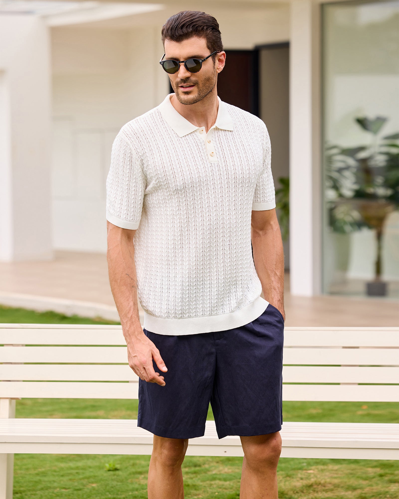 Kallspin Textured Cotton Polo - Premium Men's Clothing