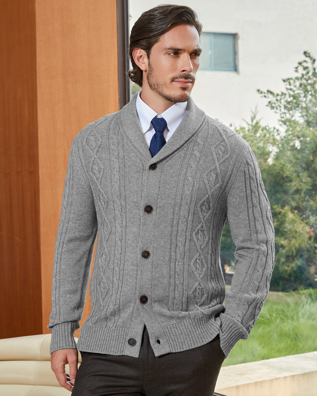 Kallspin Cabel-Knit Shawl-collar Cardigan - Premium Men's Clothing
