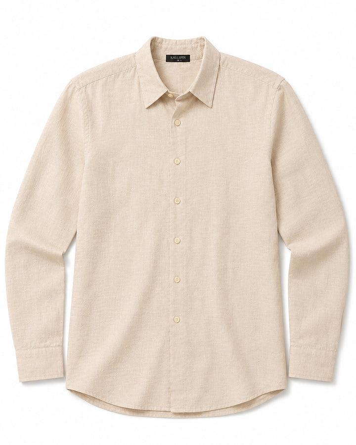 Linen Cotton Blend Long Sleeve Shirt