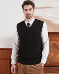 Kallspin Wool Blend Cable-Knit Vest Pullover - Premium Men's Clothing