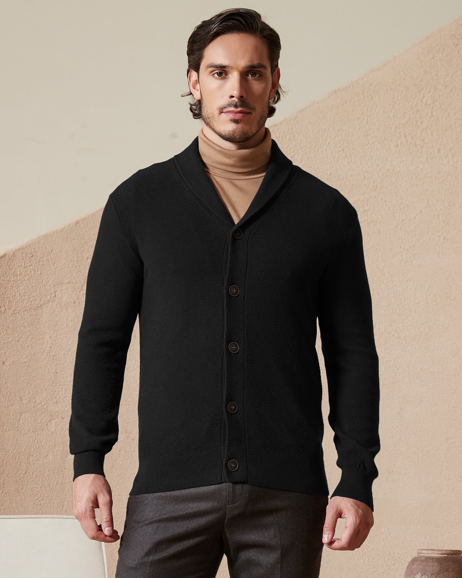 Kallspin Cotton Shawl-Collar Cardigan - Premium Men's Clothing