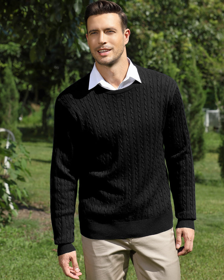 Wool Blend Cable-Knit Crewneck